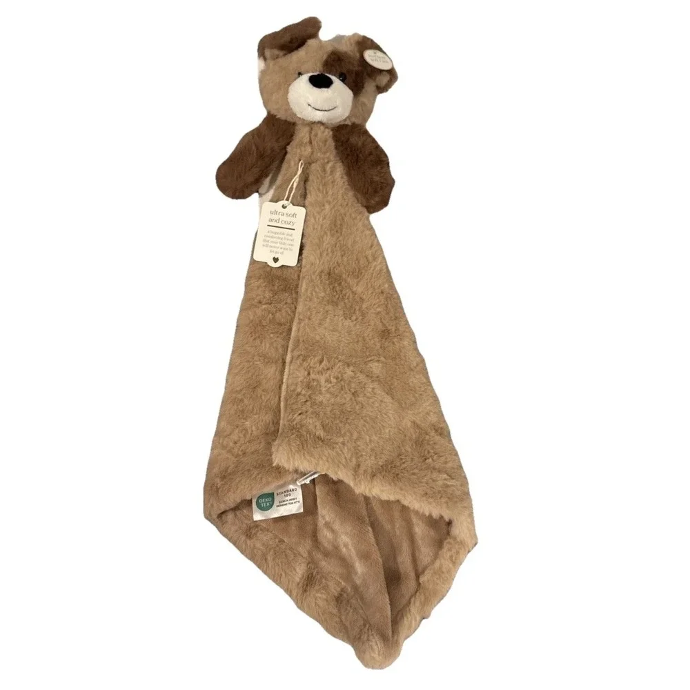NWT SL Fashions Baby Puppy Lovey Plush‎ Taupe Brown Infant Dog Security Blanket